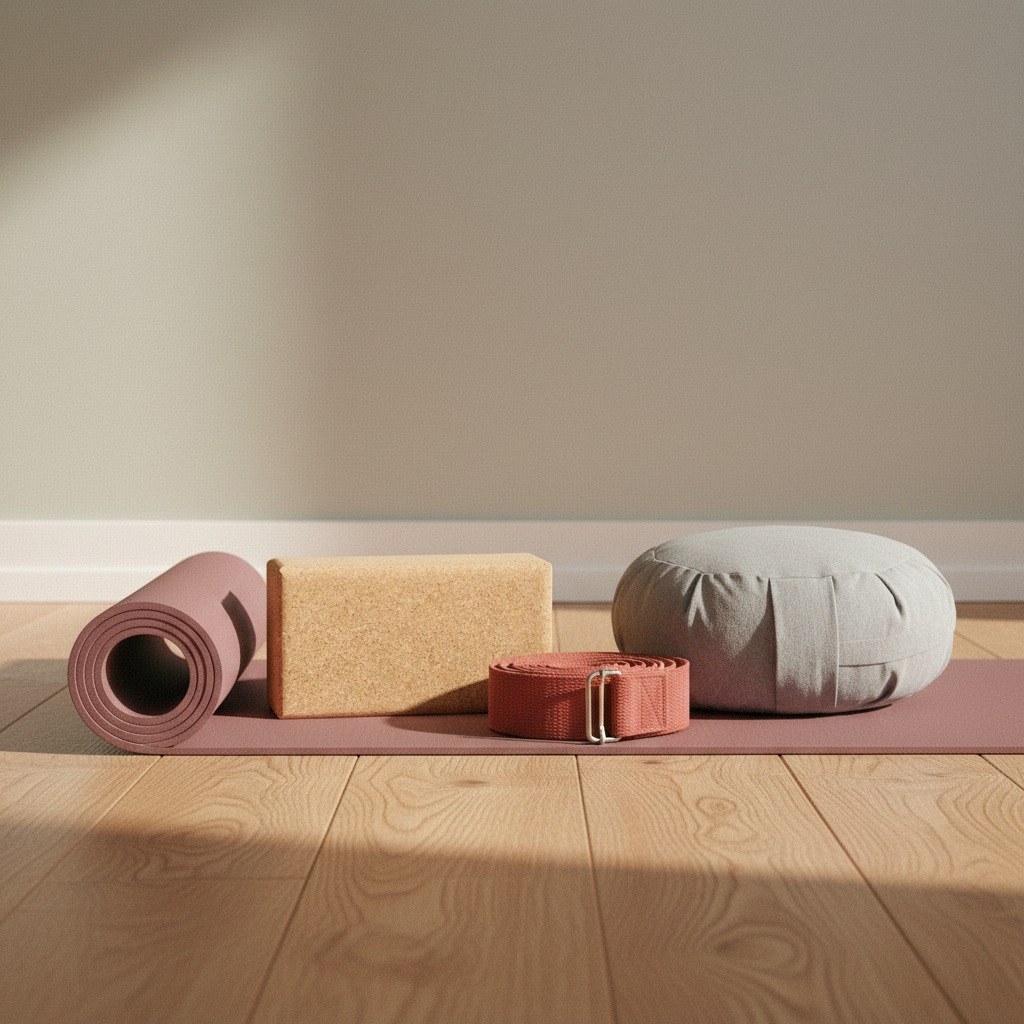 Daily Practice Bundle - mat, cork block, meditation cushion and stretching strap