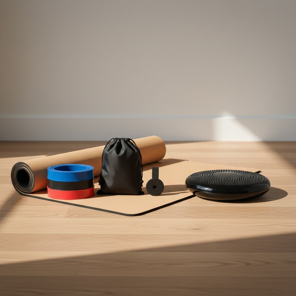 Strength and Balance Bundle - resistance bands, balance pad and cork yoga mat